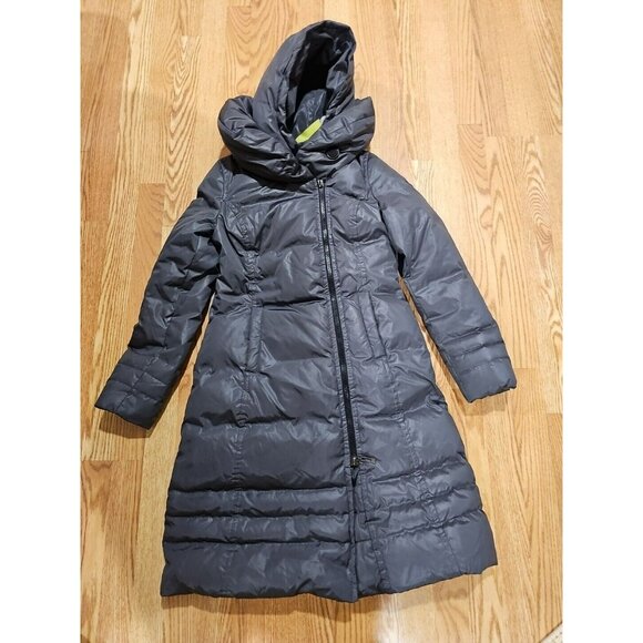 SOIA & KYO Grey Brushed Down Puffer Long Coat Jacket Sz XS EUC - Picture 1 of 13
